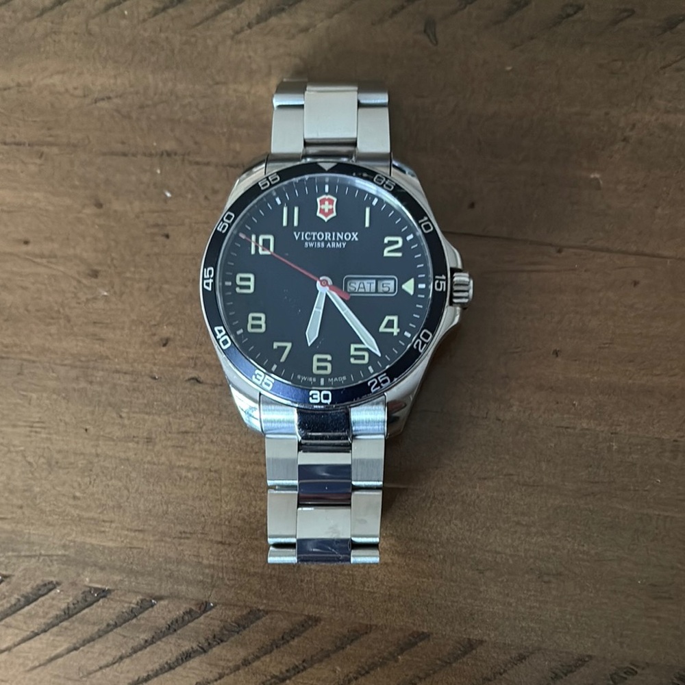 Victorinox Silver Watch with Black Dial